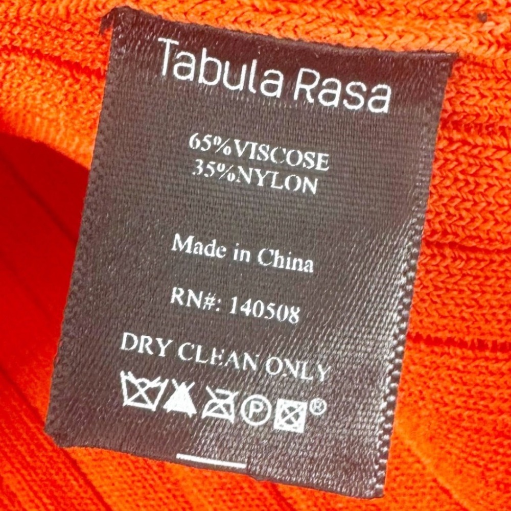 Tabula Rasa One Shoulder Ruffle Knit Crop Top Orange Red Ribbed Size S - Picture 7 of 8